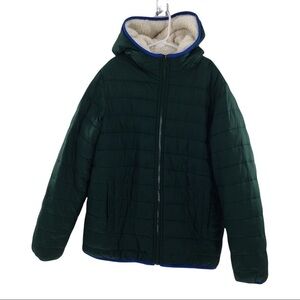 Land's End Kids Green Fleece Lined Puff Jacket